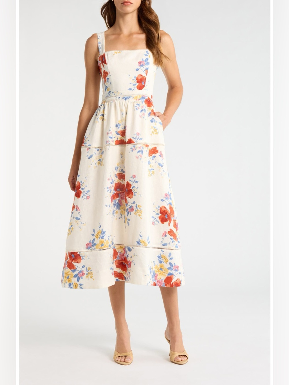 Reformation Everett Linen Midi Sundress Soprano Size 4 NWOT